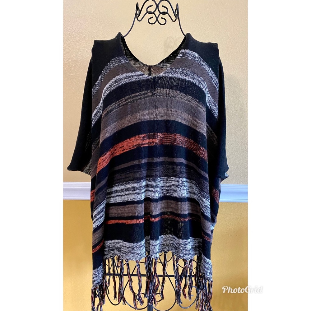 Elan Peruvian style light cotton cardigan poncho